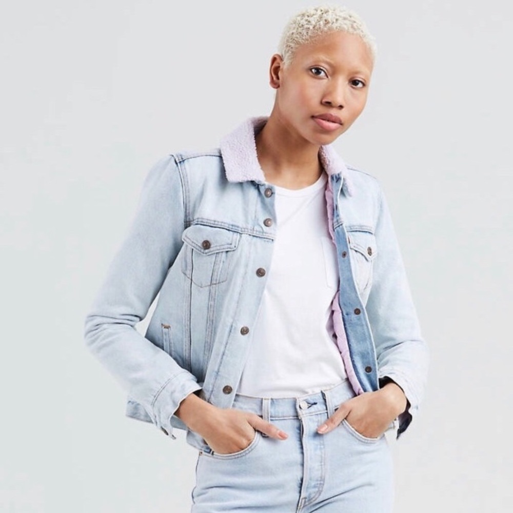 NWT Size XS Levi’s Sherpa Denim Jean Blue Jacket